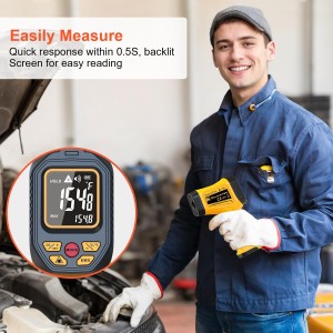 Ir Infrared Thermometer Gun -58°F to 1472°F with Backlit Display, Laser Temperature Gun with Adjustable Emissivity & Max and Min Measure, Dual Laser Targeting Temp Gun for Cooking, Pizza Oven, Engine