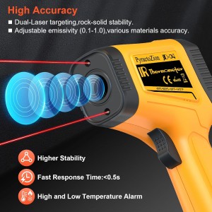 Ir Infrared Thermometer Gun -58°F to 1472°F with Backlit Display, Laser Temperature Gun with Adjustable Emissivity & Max and Min Measure, Dual Laser Targeting Temp Gun for Cooking, Pizza Oven, Engine