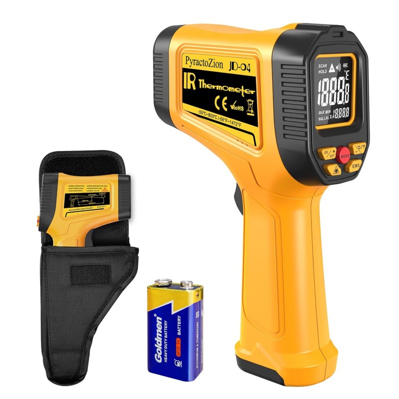Ir Infrared Thermometer Gun -58°F to 1472°F with Backlit Display, Laser Temperature Gun with Adjustable Emissivity & Max and Min Measure, Dual Laser Targeting Temp Gun for Cooking, Pizza Oven, Engine