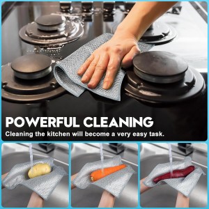 10 Pcs New Upgraded 3 Layers Non Scratch Wire Dishcloth, Multipurpose Wire Dishwashing Rags, Wet & Dry for Cookware, Sinks, Dishes, Stoves & Fireplaces (7.87 x 7.87-10pcs)