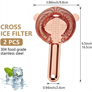 2Pcs Cocktail Strainer, Stainless Steel Bar Strainer, Bar Tool Drink Strainer with Wire Spring for Professional Bartenders and Mixologists (2, Rose Gold)