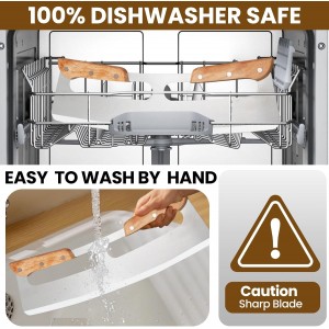 SCHVUBENR 14'' Pizza Cutter Rocker with Large Cover - Sharp Stainless Steel Pizza Slicer with Wooden Handles - Large Pizza Knife Cutter Wheel - Easy to Use & Clean - Slice Pizza with Ease