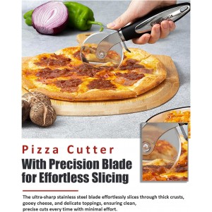 Premium Pizza Cutter, Multi-Purpose Stainless Steel Pizza Cutter Wheel with Non-Slip Soft Touch Handle, Perfect for Cutting Pizza, Dough and Pastry, Dishwasher Safe