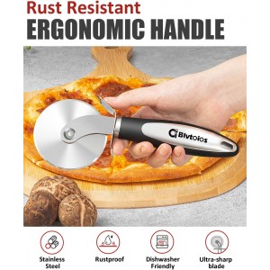 Premium Pizza Cutter, Multi-Purpose Stainless Steel Pizza Cutter Wheel with Non-Slip Soft Touch Handle, Perfect for Cutting Pizza, Dough and Pastry, Dishwasher Safe