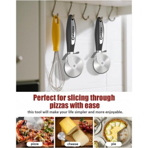 Premium Pizza Cutter, Multi-Purpose Stainless Steel Pizza Cutter Wheel with Non-Slip Soft Touch Handle, Perfect for Cutting Pizza, Dough and Pastry, Dishwasher Safe