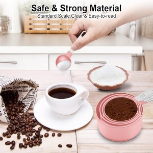 Measuring Cups and Spoons Set, 10 Pieces Nesting Measure Tools, Kitchen Essentials Gadgets with Stainless Steel Handle for Dry & Liquid Ingredient, Pink