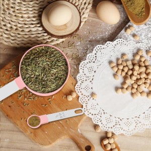 Measuring Cups and Spoons Set, 10 Pieces Nesting Measure Tools, Kitchen Essentials Gadgets with Stainless Steel Handle for Dry & Liquid Ingredient, Pink