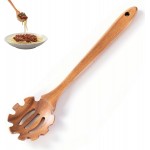 Pasta Spoon with Teeth Wooden Spoons for Cooking Acacia Wood Spaghetti Spoon Pasta Fork Noodle Scoop,Elaborately Polished Wooden Spaghetti Server with Teeth
