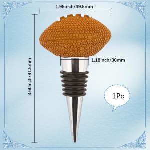 GORGECRAFT Rugby Wine Stopper for Wine Bottles Silver Zinc Alloy Reusable Bottle Toppers Sport Ball Resin Champagne Pump Decor for Men Women Holiday Housewarming Christmas Halloween Wedding Party