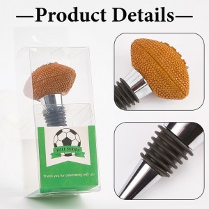 GORGECRAFT Rugby Wine Stopper for Wine Bottles Silver Zinc Alloy Reusable Bottle Toppers Sport Ball Resin Champagne Pump Decor for Men Women Holiday Housewarming Christmas Halloween Wedding Party