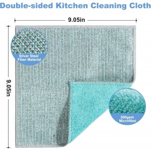 10pcs New Upgrade 2-Layer Microfiber Wire Dishcloth,Non-Scratch Wire Dishwashing Rags for Wet and Dry,Metal Scrubbers, Kitchen Miracle Cleaning Dish Rags for Cookware,Sinks, Dishes,Stove,Blue