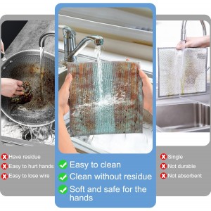 10pcs New Upgrade 2-Layer Microfiber Wire Dishcloth,Non-Scratch Wire Dishwashing Rags for Wet and Dry,Metal Scrubbers, Kitchen Miracle Cleaning Dish Rags for Cookware,Sinks, Dishes,Stove,Blue