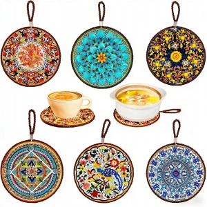 Round Trivets Set of 6 Ceramic Dining Ta...