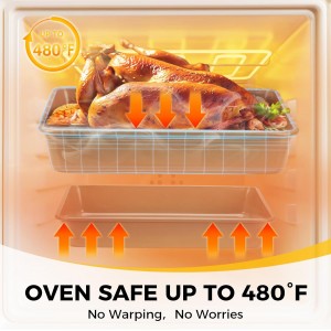 HONGBAKE Deep Baking Pans Set for Oven, Nonstick Rectangle Sheet Cake Pans for Baking, 13/11/9 Inch Rectangular Oven Tray for Cooking Brownie Lasagna, Stackable Multi-Depth Bakeware, Golden