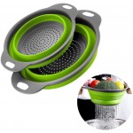 2 Pack Collapsible Colander Set, Emptycolor Foldable Collapsible Strainers for Kitchen, Small Round Colander with Base and Handles for Pasta, Fruit, Vegetables – Space-Saving Kitchen Strainer Baskets