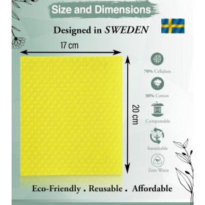 10 PCS Swedish Dishcloths for Kitchen 100% Biodegradable | Reusable Cellulose Sponge Cloths | Ultra Absorbent, Eco-Friendly Cleaning Towels | Dishcloths for Washing Dishes & General Cleaning Supplies