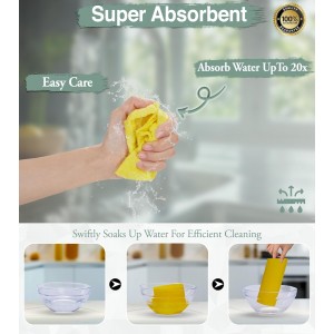 10 PCS Swedish Dishcloths for Kitchen 100% Biodegradable | Reusable Cellulose Sponge Cloths | Ultra Absorbent, Eco-Friendly Cleaning Towels | Dishcloths for Washing Dishes & General Cleaning Supplies