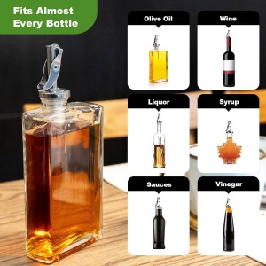 4 Pack Automatic Liquor Pour Spouts, Auto Flip Olive Oil Dispenser Spout, Pour Spouts for Liquor Bottles, Olive Oil Spouts, Bottle Pourers for Alcohol Wine Syrup Home Bar Accessories Silver