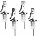 4 Pack Automatic Liquor Pour Spouts, Auto Flip Olive Oil Dispenser Spout, Pour Spouts for Liquor Bottles, Olive Oil Spouts, Bottle Pourers for Alcohol Wine Syrup Home Bar Accessories Silver
