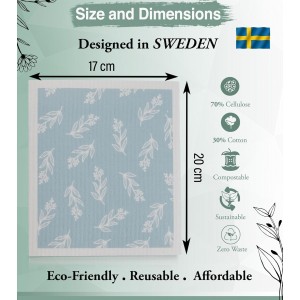 10 PCS Leaf Print Swedish Dishcloths for Kitchen 100% Biodegradable Reusable Cellulose Sponge Cloths Ultra Absorbent, Eco-Friendly Cleaning Towels Dishcloths for Washing Dishes & General Cleaning