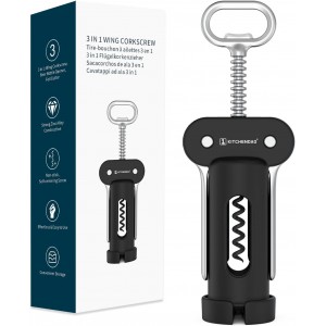 KITCHENDAO 3 in 1 Wing Corkscrew and Adjustable Wire Cheese Slicer