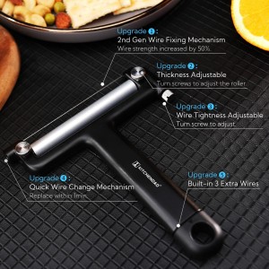 KITCHENDAO 3 in 1 Wing Corkscrew and Adjustable Wire Cheese Slicer