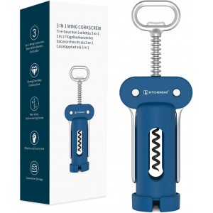 KITCHENDAO 3 in 1 Wing Corkscrew Wine Bottle Opener and 2-in-1 Wine Aerator Pourer and Stopper