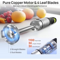 Consciot 10-in-1 Immersion Blender Handheld Max 1100W with Entire Stainless Steel Blender Shaft, Trigger Speed Control, 800ml Beaker, 600ml Chopper, Beaters, Frothers, Hooks, Masher, Whisk & 600ml Cup