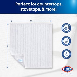 Clorox Ribbed Dishcloths - 100% Cotton Quick Dry Dish Cloths - Absorbent Multipurpose Cleaning for Restaurants, Kitchen, Bathroom, Hotel - 12
