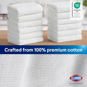 Clorox Ribbed Dishcloths - 100% Cotton Quick Dry Dish Cloths - Absorbent Multipurpose Cleaning for Restaurants, Kitchen, Bathroom, Hotel - 12