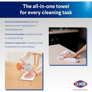 Clorox Ribbed Dishcloths - 100% Cotton Quick Dry Dish Cloths - Absorbent Multipurpose Cleaning for Restaurants, Kitchen, Bathroom, Hotel - 12