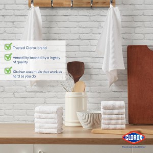 Clorox Ribbed Dishcloths - 100% Cotton Quick Dry Dish Cloths - Absorbent Multipurpose Cleaning for Restaurants, Kitchen, Bathroom, Hotel - 12