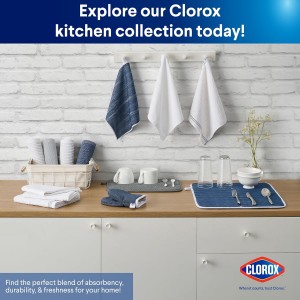 Clorox Ribbed Dishcloths - 100% Cotton Quick Dry Dish Cloths - Absorbent Multipurpose Cleaning for Restaurants, Kitchen, Bathroom, Hotel - 12