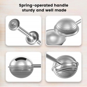 Flour Sifter, Flour Duster for Baking, 304 Stainless Steel One-Handed Spring-Operated Sifter Tool for Flour Sugar Spices, Bakers Dusting Wand