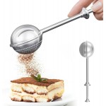 Flour Sifter, Flour Duster for Baking, 304 Stainless Steel One-Handed Spring-Operated Sifter Tool for Flour Sugar Spices, Bakers Dusting Wand