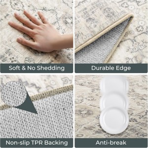 GRANNY SAYS Boho Kitchen Rug Sets of 3, Non Slip Washable Faux Wool Kitchen Mats for Floor, Thick Soft Anti-Fatigue Comfort Standing Mat Runner Rugs for Hallway Laundry Room, Beige