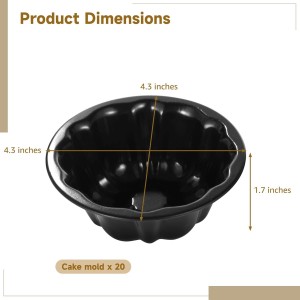 Homaisson 20PCS Mini Fluted Tube Pan, 4.5Inch Carbon Steel Mini Cake Molds, Nonstick Reusable Oven Baking Mold for Cupcake, Bread, Bavarois, Brownie