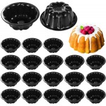 Homaisson 20PCS Mini Fluted Tube Pan, 4.5Inch Carbon Steel Mini Cake Molds, Nonstick Reusable Oven Baking Mold for Cupcake, Bread, Bavarois, Brownie