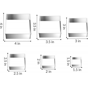 6PCS Square Cookie Cutter Set, Large Geometric Stainless Steel Baking Supplies for Homemade Cookies, Square Plaque Cookie Cutters Shapes Biscuit Molds, 6 Sizes (1.5, 2, 2.5, 3, 3.5, 4 Inch)