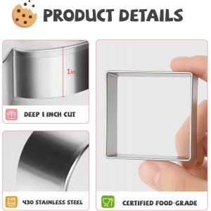 6PCS Square Cookie Cutter Set, Large Geometric Stainless Steel Baking Supplies for Homemade Cookies, Square Plaque Cookie Cutters Shapes Biscuit Molds, 6 Sizes (1.5, 2, 2.5, 3, 3.5, 4 Inch)