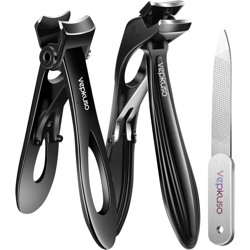 Toenail Clippers for Seniors & Thick Nails - Heavy Duty Stainless Steel Nail Clippers for Thick Toenails - Toenail Clippers with Wide Jaw - Men, Women, Elderly Manicure Set