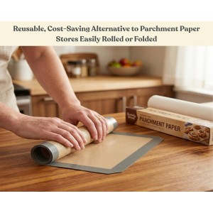 Silicone Baking Mat Set of 2 Half Sheet 1 Quarter Sheet Nonstick Reusable Baking Sheet Liners for Cookies Macarons Bread Pizza Pastry with Scraper and Hot Pot Handle Grips, 6 Pcs Set