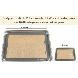 Silicone Baking Mat Set of 2 Half Sheet 1 Quarter Sheet Nonstick Reusable Baking Sheet Liners for Cookies Macarons Bread Pizza Pastry with Scraper and Hot Pot Handle Grips, 6 Pcs Set