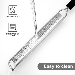 Cleaning Brush Included/Premium Stainless Steel Kitchen Grater - Sharp Handheld Zester for Cheese, Lemon, Garlic & Chocolate.