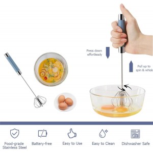 2 Pack Semi Automatic Whisk, Stainless Steel Mini Hand Push Whisks for Cooking, Easy to Use Hand Mixer Egg Beater Wisking Tool for Cooking, Whisking, Beating, Stirring