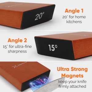 Knife Sharpener – Rolling Knife Sharpener Kit with Diamond Disc & Stainless Steel Polishing Disc, Magnetic 15° & 20° Angle Guide, Manual Kitchen Knife Sharpener Tool, Ideal Gift