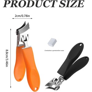 2PCS Wide Jaw Opening Anti-Splash Slanted Nail Clipper, Slanted Nail Clippers, Ingrown Nail Clippers Toenail Clippers for Women and Men (Orange Black)
