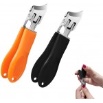 2PCS Wide Jaw Opening Anti-Splash Slanted Nail Clipper, Slanted Nail Clippers, Ingrown Nail Clippers Toenail Clippers for Women and Men (Orange Black)
