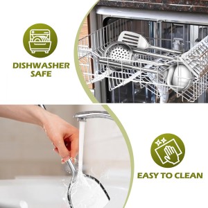 E-far Cooking Utensils Set, 10-Piece Stainless Steel Kitchen Utensils with Holder, Metal Heat Resistant Kitchen Cookware Tool Spatula Set for Cooking, Easy Clean & Dishwasher Safe