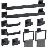 TNOMS Matte Black 10 Pieces Bathroom Hardware Accessories Set Towel Bar Set Towel Holder Racks Set for Bathroom,SUS304 Stainless Steel,Wall Mounted 16-Inch